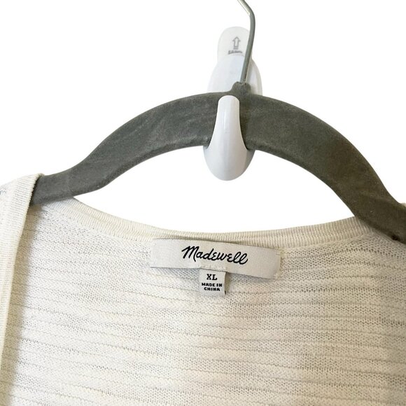 Madewell‎ Summer Ryder Cardigan Sweater Stripe Texture Solid Ivory Open Front XL - Picture 6 of 8